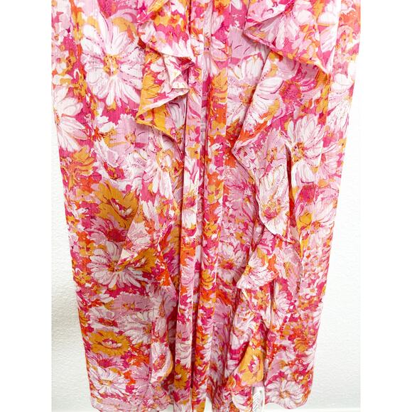 ASTR The Label Palace Floral Cut Out Ruffled Maxi Dress Size Medium Pink Wedding - Picture 9 of 13